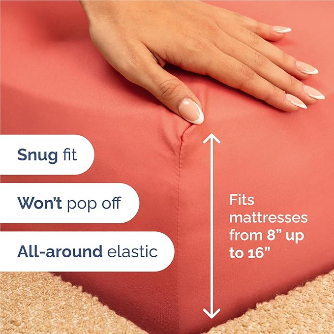 Twin XL Size 3 Piece Sheet Set - Comfy Breathable & Cooling Bed Sheets Set - Hotel Luxury Bedding for Women, Men, Kids, Teens, Boys & Girls - Deep Pockets, Ultra-Soft, Wrinkle Free - Oeko-Tex - Coral