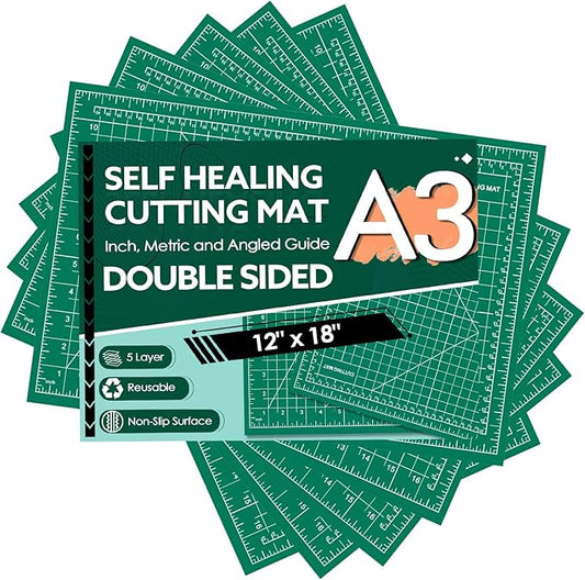 5 Packs Self Healing Cutting Mat 12" x 18" Rotary Cutting Sewing Mat A3, 5-Ply Cutting Board for Fabric Crafting Sewing Scrapbooking Quilting and Precision Cutting