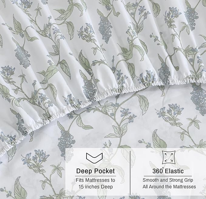 RUVANTI 100% Organic Cotton Sheets Split King, Percale Weave, GOTS Certified, 5-Piece Set, Deep Pocket 15", Crisp & Breathable, Soft Durable Bedding, Sábanas Algodón Orgánico – Vine Yard