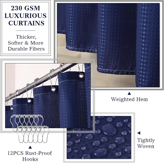 Navy Blue Bathroom Accessories Set 25 PCS, Bathroom Decor Set with Shower Curtain and Rugs, Trash Can, 2 Soap Dispensers, Toothbrush Holder, Tumbler, Soap Dish and Tray