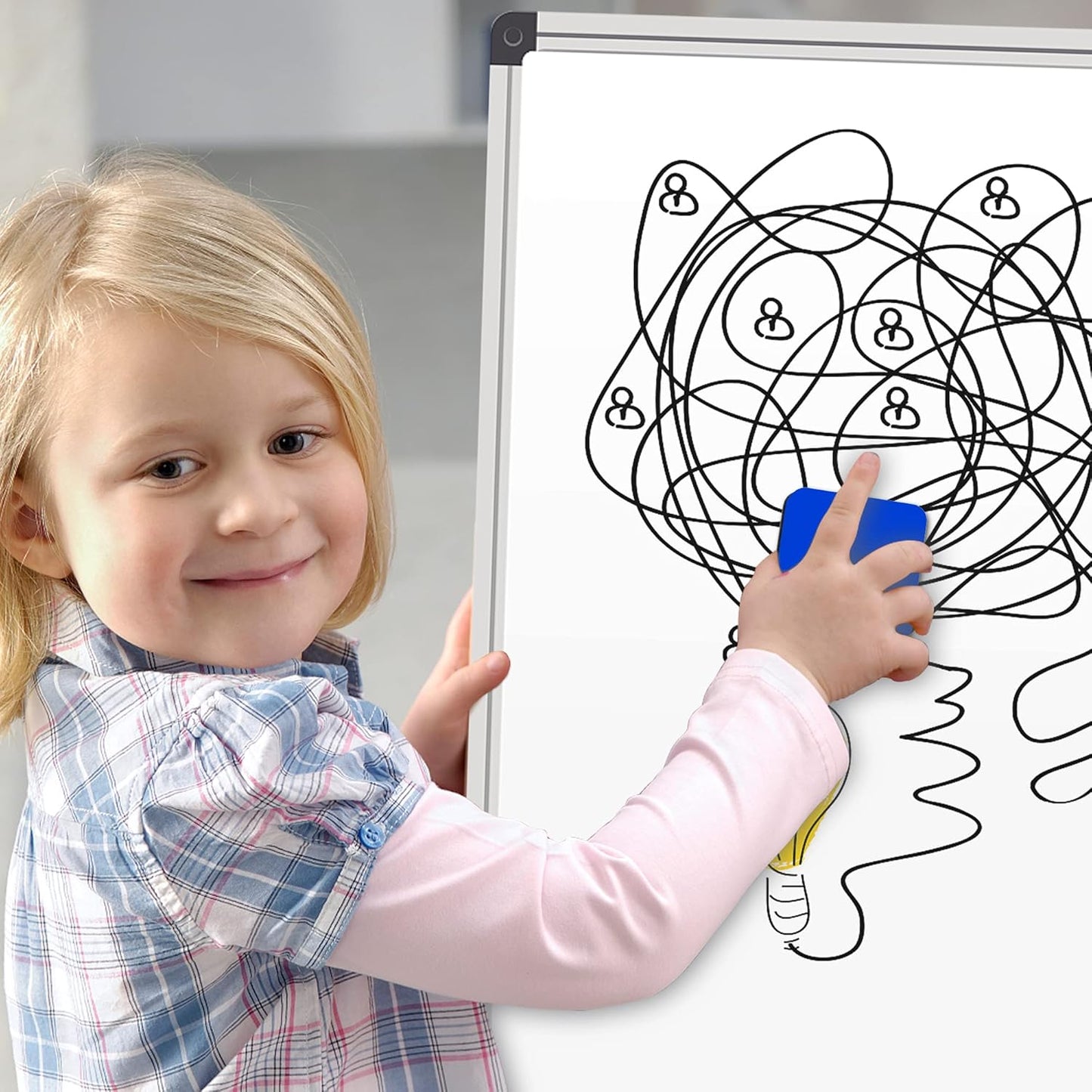Skiennix Mini Magnetic Whiteboard Erasers - 48 Pack for Kids & Classroom | Blue, 2 x 2 x 0.79 Inch