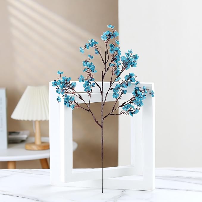 JAKY-Global Babys Breath Silk Artificial Flowers Bulk with Vase 10pcs for Fall Decor Fake Flower Bouquet Bulk for Home Kitchen Indoor Bouquet Floral Arrangement Table Centerpieces Decor(Autumn Blue)