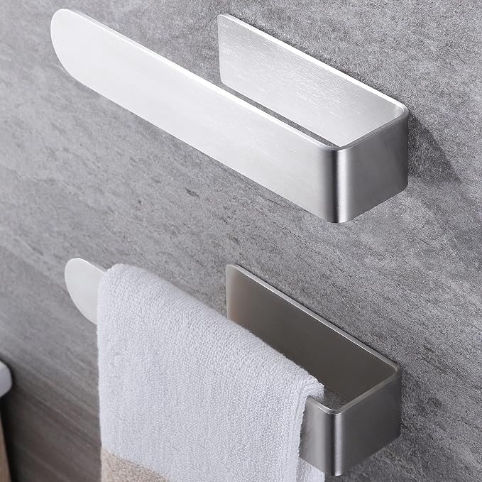Taozun Hand Towel Holder/Towel Bar - Self Adhesive Hand Towel Rack Stainless Steel Towel Ring for Bathroom Kitchen, 2 Packs