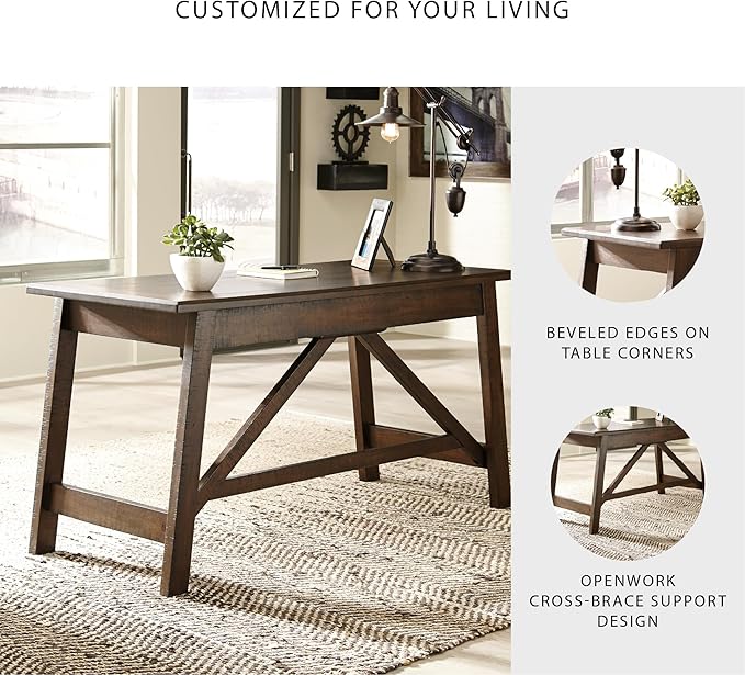Signature Design by Ashley Baldridge Rustic Home Office Desk, Distressed Brown