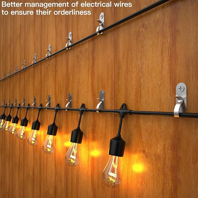 Lewufe String Lights Hanger Hooks, Stainless Steel Lights Clips, Outdoor Screw Hooks for Christmas Party Easy Release Wire and Fairy Led Lights, 20 Packs