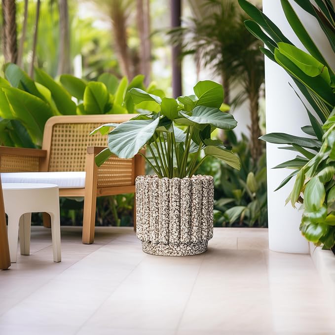 Ceramicfor Ceramic Pots for Plants - 12 Inch Planter for Indoor Plants, Round Flower Pots with Drainage Hole, Large Ceramic Planter Outdoor, Porch Decor, Housewarming Gifts, Leopard Print White