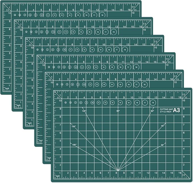6 Pack Self Healing Cutting Mat 12" x 18" Rotary Cutting Sewing Mat Double Sided 5 Layers Craft Board for Sewing Crafts Hobby Fabric Precision Scrapbooking Project