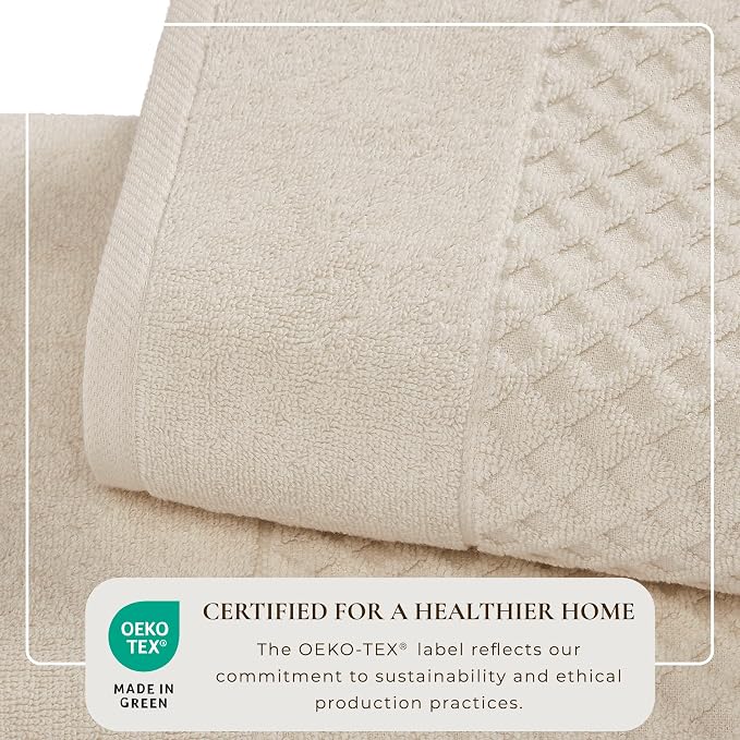 Great Bay Home Taupe Washcloths - 100% Cotton 6 Pack 13x13 Washcloth Set - Absorbent, Durable, Quick-Dry Face Towels for Bathroom (Oatmeal)