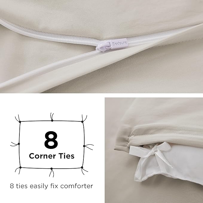 Bedsure Duvet Cover with Fitted Sheet King - Warm Deep Pocket, Hotel Luxury Soft Double Brushed Bedding Set with Zipper Closure, 1 Duvet Cover, 1 Fitted Sheet, 2 Pillow Shams, NO Comforter, Linen