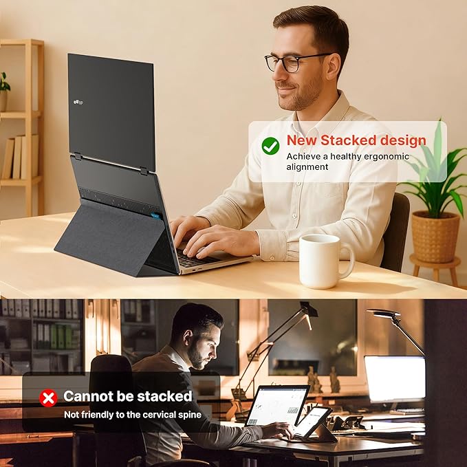 Portable Monitor - Mobile Pixels Duex Float 2.0 Pro 16-inch 2.5K Laptop Monitors, New Stacked Monitor for 15-16-inch Laptops. Built-in Dual Speakers, USB C/HDMI, Window/Mac/PC/Android Compatible