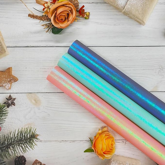 BEISHIDA 20 PCS Teal Floral Wrapping Paper-Iridescent Waterproof Flower Wrapping Paper Bouquet for Florist Supplies, DIY Crafts, Gift Packaging, Wedding, Birthday Gift