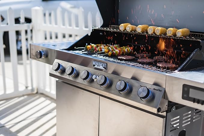 Monument Grills 6+1 Convertible Natural Gas Smart bbq Grill, 6 Burners & 1 Side Burner Stainless Steel Denali 605 with Smart Technology, Knob Controls (Without Conversion Kit)
