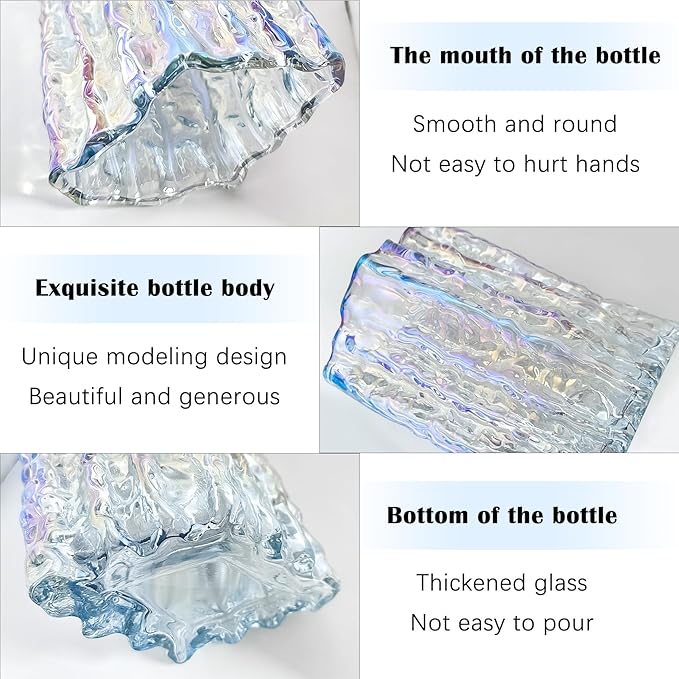 Aoderun Glass Vase Crystal Vase Heavy Duty Large Flower Vase for Dining Table Kitchen Office Home Shelf Wedding Living Room Centerpieces(Iridescent Clear)