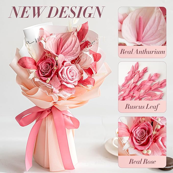 Forever Flower,Flowers for Delivery,Roses Bouquet Lasting for 3 years,Birthday Flowers,Sympathy Flowers,Gifts for Her Women Mom Grandma Wife Friends