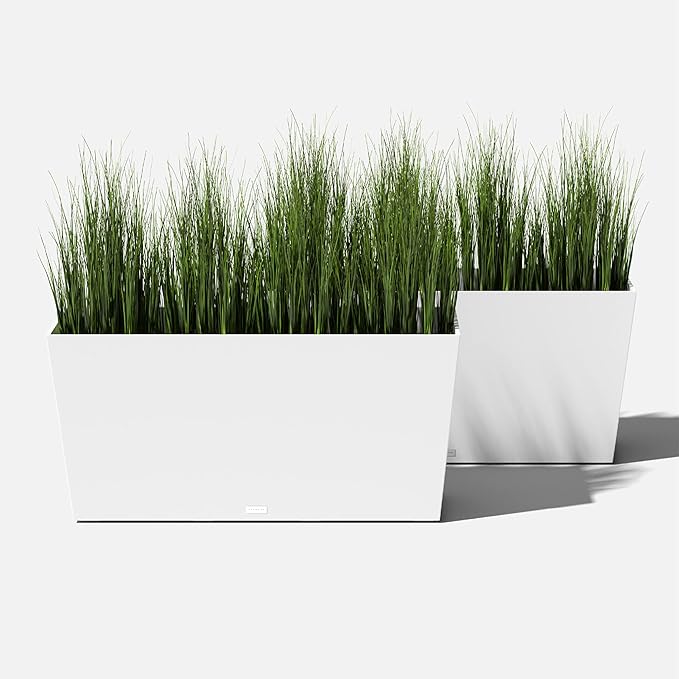 Veradek Pure Series Midori Trough Planter - Large Rectangular Planter for Indoor or Outdoor Deck/Porch | Durable All-Weather Use with Drainage Holes | Modern Decor for Shrubs, Flowers, Small Plants