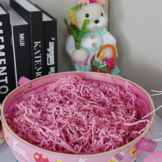 Uptotop 4 oz Pink Crinkle Cut Paper Shred Filler for Gift Basket Filling Birthday Wedding Christmas Thanksgiving Mother's Day