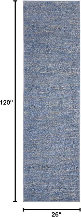 Nourison Home Nourison Essentials Blue Grey 2'2" x 10' Area Rug - Easy Clean, Non Shedding, Bed Room, Living Room, Dining Room, Kitchen (10' Runner)