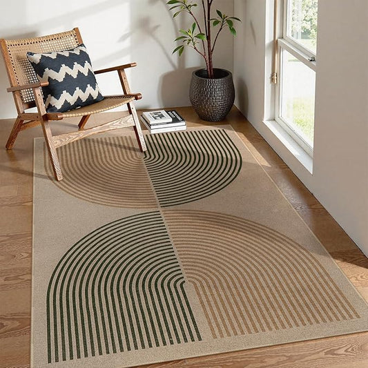 Lahome Enfys Modern Rainbow Easy Jute Rug, 4x6 Washable Rugs for Entryway Office Farmhouse Kitchen Mats for Floor, Contemporary Non Slip Floor Carpet for Backyard Sunroom Living Room Bedroom