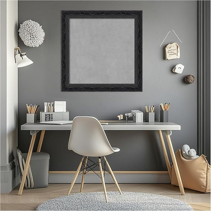 Amanti Art Black Framed Magnetic Board 24x24 Medium Vision Board for use with Magnets, 100% Metal Sheet to Display Items as Office Decor or for Home Organization in mudroom, Kitchen or Kids Room