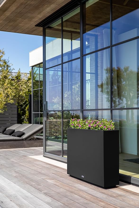 Veradek Block Series Span Plastic Planter - Tall Rectangular Planter for Indoor or Outdoor Patio/Porch | Durable All-Weather with Removable Insert Bucket | Modern Design for Plants, Flowers, Garden