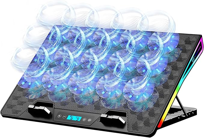 AICHESON Laptop Cooling Pad, 15 Powerful Cooling Fans, Gaming Laptop Cooler with RGB Lights for 15-17.3 inch PC Computers