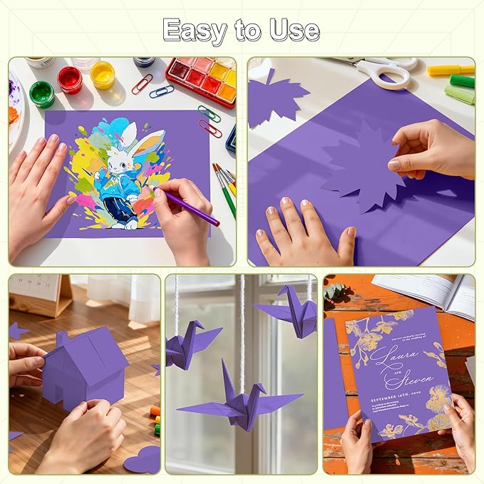 40 Sheets Cardstock 8.5x11, 65lb Dark Purple Card Stock, Construction Paper, 180gsm Thick Printer Paper for Printing, Painting, Card Making, Kids School Supplies,Party Decorations