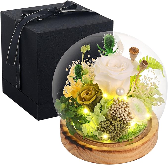 Preserved Flowers, Unique Rose flower Gifts Preserved Flower Gifts in Glass Dome for Women, Mom, Girlfriend and wife,Home Decor Gifts for Birthday, Mother’s Day, Anniversary, Christmas, Wedding.