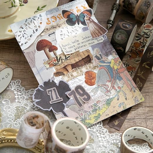 Auguro 18 Rolls Vintage Victorian Washi Tape Set Journal Tape for Crafts and Journaling DIY Scrapbooking Supplies washi Tape for Scrapbooking Decorative Tape