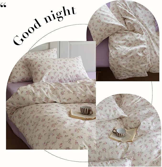 LifeTB Vintage Garden Floral Comforter Set Queen Cute Pink Floral Bedding Comforter for Queen Bed Reversible Botanical Flowers Comforter with 2 Pillowcases Girls Cottagecore Bedding Comforter Set
