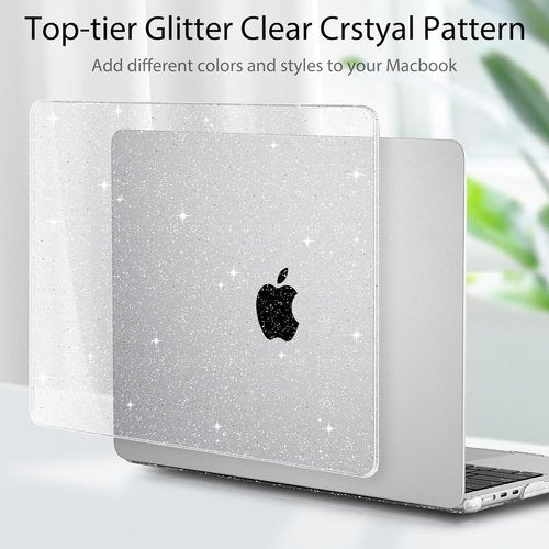Mektron MacBook Air 15-Inch Case - Glitter Clear Hard Shell with Screen Protector & Touch ID Cover