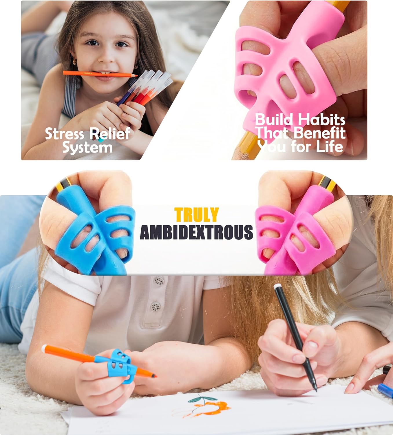 Skiennix Weighted Pencil Grips - 6-Pack Silicone Handwriting Aids for Autism & ADHD | Posture Correction