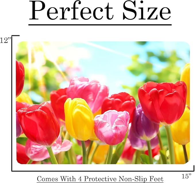 Tulips Floral Pattern Flower Love Kitchen Glass Cutting Board Decorative Valentine's Mother's Day Gift For Her Flowers (Tulips)