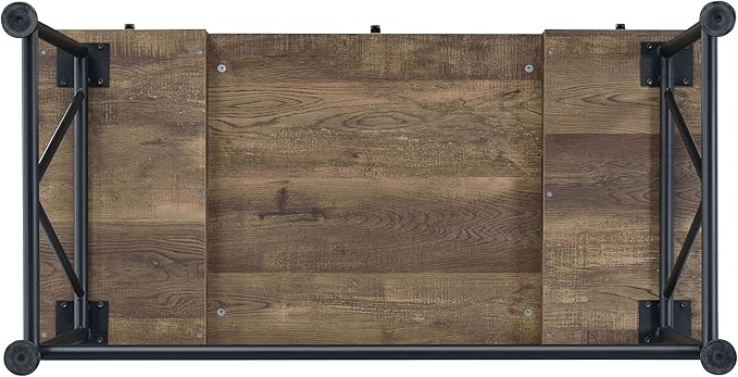 Coaster Furniture Analiese Farmhouse 3 Drawer Home Office Writing Desk Black Metal Base Rustic Oak Brown 802541