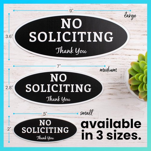 ExcelMark No Soliciting Sign - Durable Indoor/Outdoor Use | UV & Weather Resistant - Medium 2.8"x7", Black