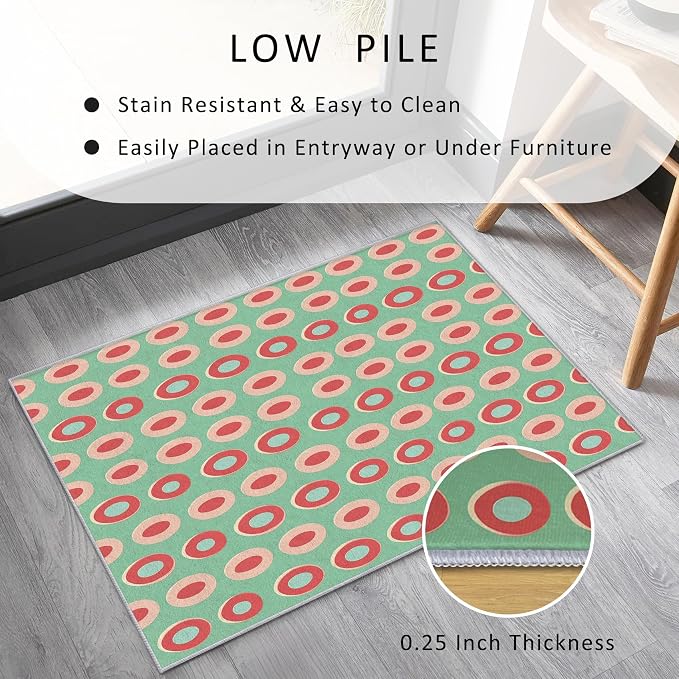 Mid Century Modern Rugs 8x10, Geometric Retro Washable 8 x 10 Area Rug for Living Room, Bedroom, Low Pile Non Slip Stain Resistant Carpet, Mid Century Home Decor Accessories & M925