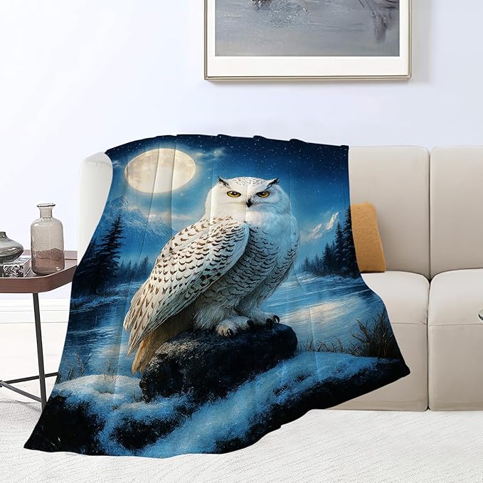 Owl Blanket Cute Owl Throw Blanket Soft Cozy Fleece Fuzzy Stuffed Plush Flannel Gifts for Girls Women Boys Kids Adults 40''x50''