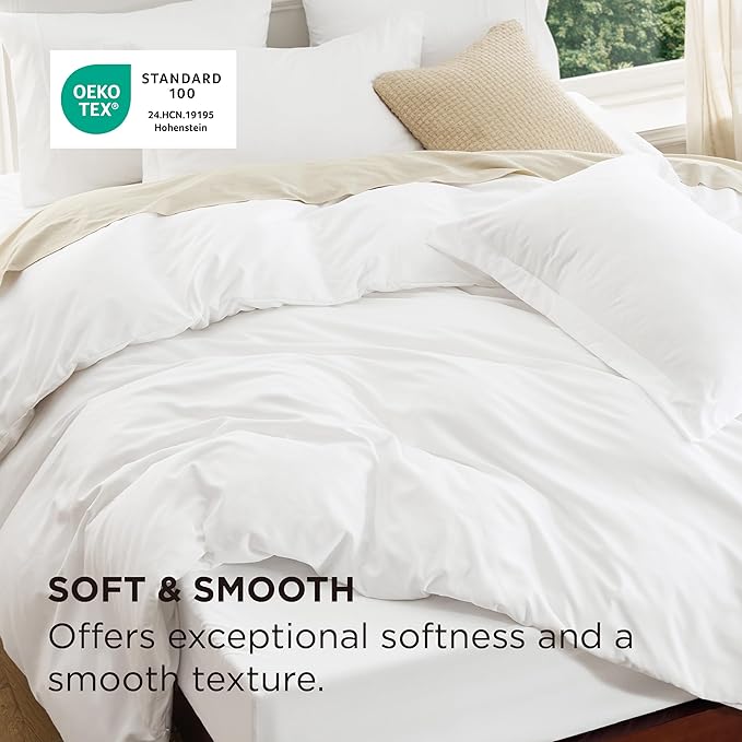 Bedsure Duvet Cover with Fitted Sheet King - 6 Pieces, Deep Pocket, Hotel Luxury Soft Double Brushed Bedding Set, 1 Duvet Cover, 1 Fitted Sheet, 2 Pillow Shams, 2 Pillowcases, NO Comforter, White