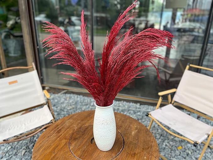 Pampas Grass Decor Tall,Long Pampas, Large Pompas Floral, Elegant Feather Flowers for Wedding Decorations, Living Room Decor (Natural Red, 8pcs 31.5"(80cm))