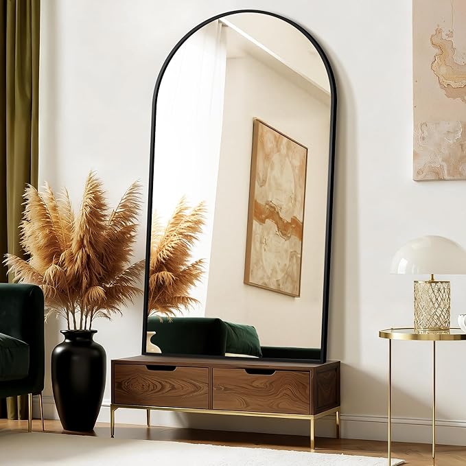 FICTOR Bathroom Mirror for Wall, Arched Vanity Bathroom Mirror for Over Sink, Metal Framed with HD Shatter-Proof Glass for Entryway, Living Room,Bedroom(30” x 55”, Black)