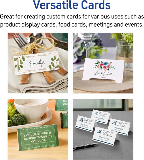 Avery Printable Tent Cards - Sure Feed Technology, Matte White, 2-1/2" x 8-1/2", 100 Blank Cards