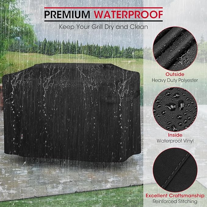 Unicook Griddle Cover Compatible with Weber 28 Inch Gas Griddle, 55" Grill Cover Compared to Weber 7771, Heavy Duty Waterproof 3 Burner Flat Top BBQ Protector with Hood, All Weather Protection, Black