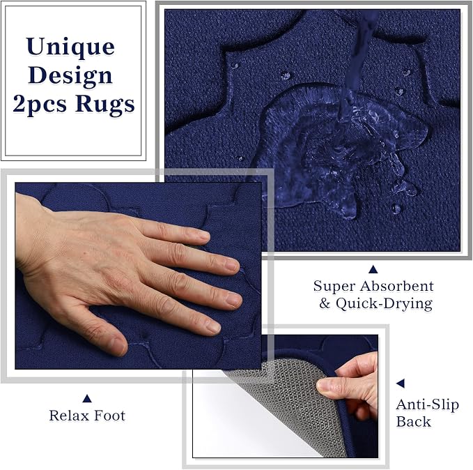 Navy Blue Bathroom Accessories Set 25 PCS, Bathroom Decor Set with Shower Curtain and Rugs, Trash Can, 2 Soap Dispensers, Toothbrush Holder, Tumbler, Soap Dish and Tray