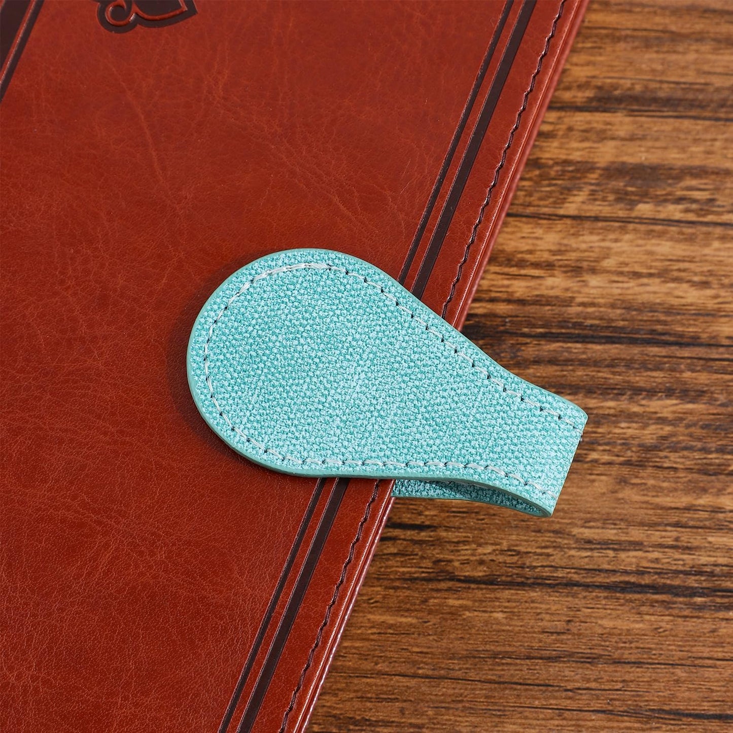 Skiennix Vintage Magnetic Leather Bookmarks - Stylish PU Clips for Women | Denim Pattern, 3-Pack