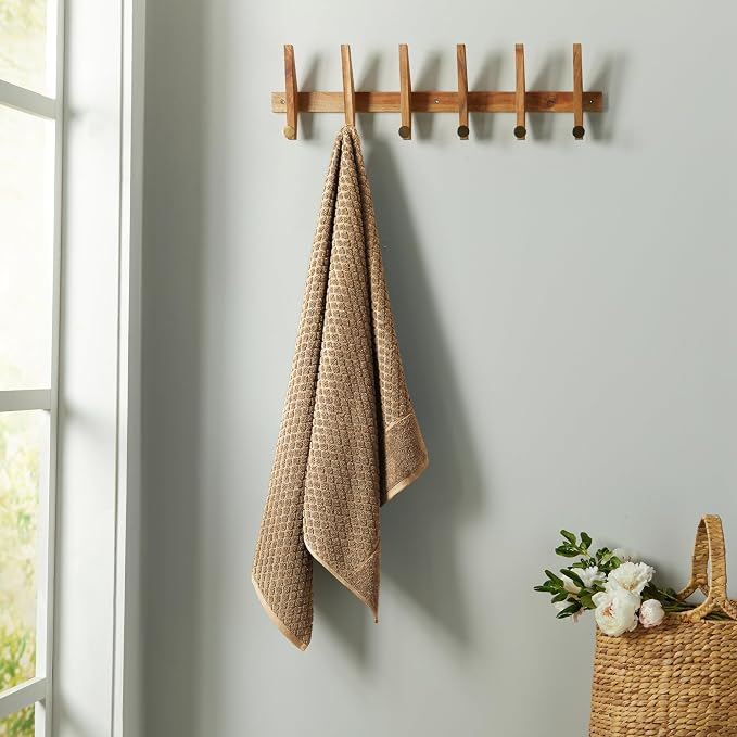 Great Bay Home Brown Washcloths - 100% Cotton 6 Pack 13x13 Washcloth Set - Absorbent, Durable, Quick-Dry Face Towels for Bathroom (Mocha)