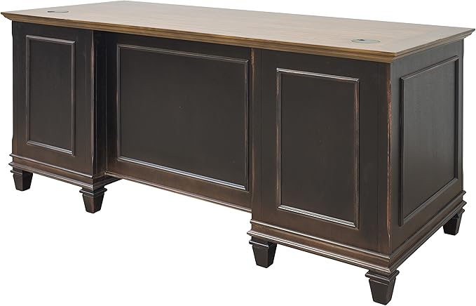 Martin Furniture Hartford Double Pedestal Shaped Desk, Brown - Fully Assembled