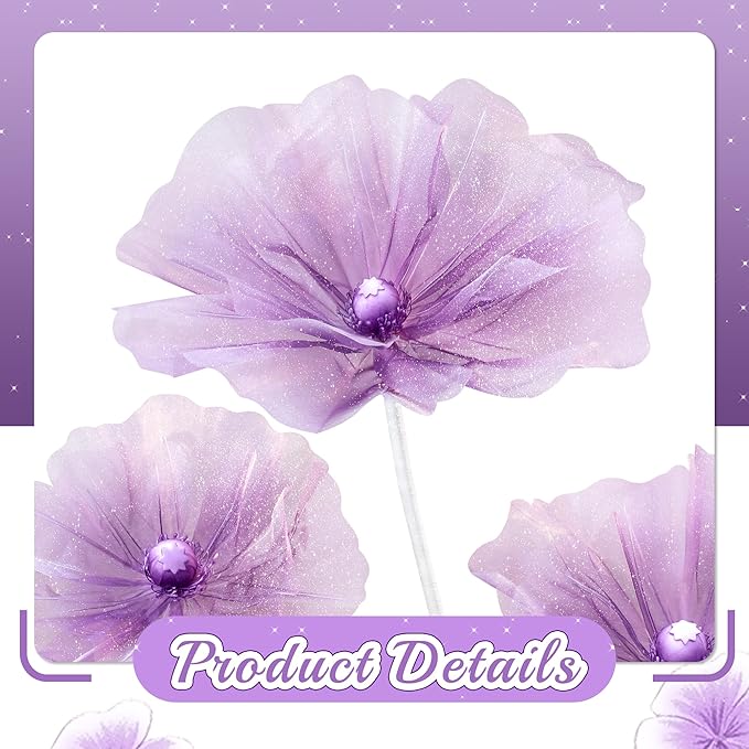 Giant Flowers for Decoration - Floral Decorations with Stand for Flower Backdrop Baby Shower Birthday Party Window Display Home Decor Props -Purple