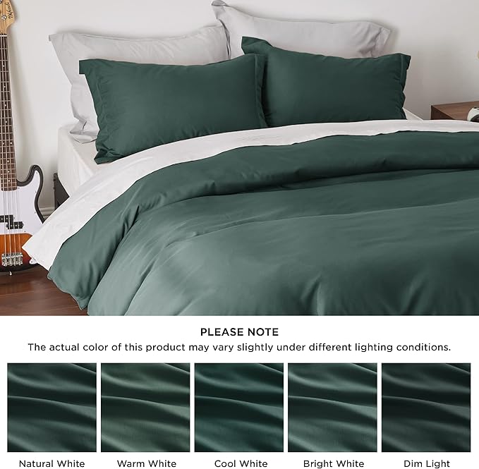 Bedsure Duvet Cover Full Size - Soft Double Brushed Bedding Set for Kids & Adults, Zipper Closure, 3 Pieces, Includes 1 Duvet Cover (80"x90") & 2 Pillow Shams, NO Comforter, Forest Green