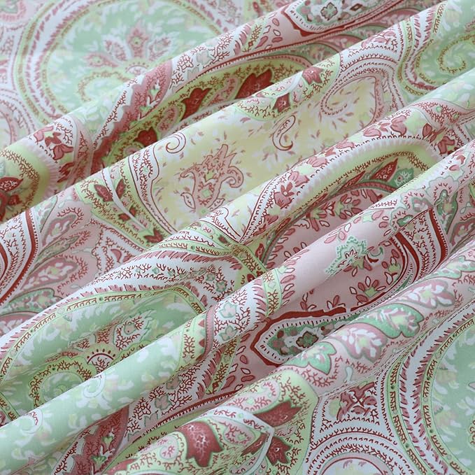 FADFAY 4 Piece Pink Paisley Bed Sheet Set Luxury Bedding Sets Designer Bedding Collections 800 Thread Count 100% Egyptian Cotton Deep Pocket-California King Size