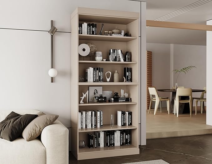 Palace Imports Solid Wood Bookcase - Stackable Modular 6-Tier Bookshelf - 71.5" Tall x 32" Wide - Beige, Open Display Shelf for Living Room, Office, Renewable 100% Eco-Friendly Wood, Made in Brazil