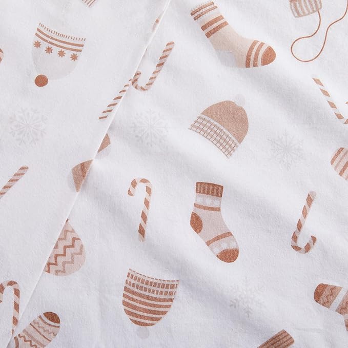 Market & Place 100% Cotton Full Flannel Sheet Set | 4 Piece Deep Pocket Novelty Cozy Winter Bed Sheets | Double Brushed for Extra Softness & Comfort | Alpine Collection (Full, Winter Mittens)